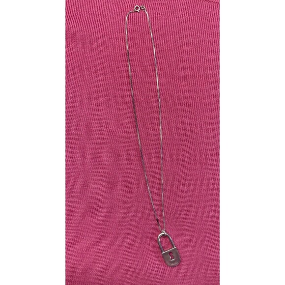 Vintage Y2K Necklace 2000s Silver Lock Pendant Punk Edgy Hipster Glam Retro - Picture 2 of 5